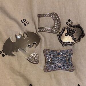 Belt buckle lot - blue rhinestone buckle is heavy!